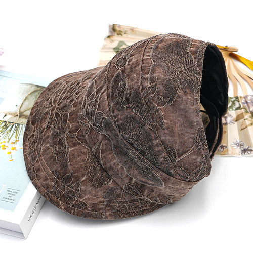 真丝遮阳防晒半空顶鸭舌帽