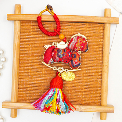 宋锦【小马】挂件桑蚕丝真丝马年国风五彩绳挂饰车用卧室挂件