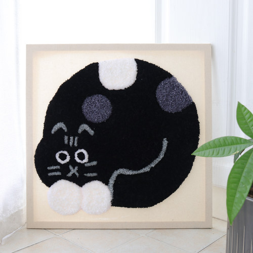 戳戳绣黑猫手工DIY毛线画材料包