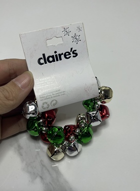 出口外贸 圣诞节彩色铃铛 皮筋 头花 手链