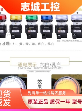 IDEC和泉指示灯24V YW1P-1BEQ4G YW-EQ 22mm圆形平头LED信号灯