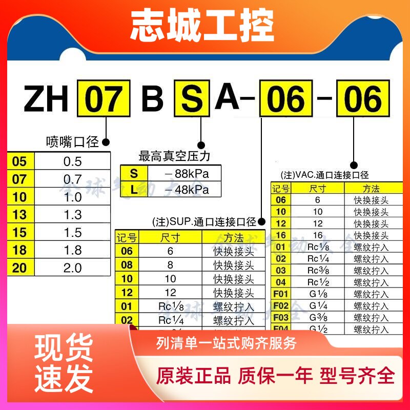 SMC真空ZH05/07/10BSA-06-06 15 13 -08-10 18 20BLA-12-01020304