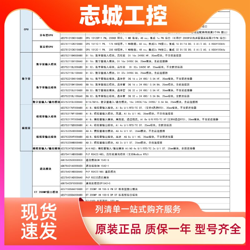 西门子S7-1500 CPU 6ES75121CK010AB0 全新原装 全系列现货