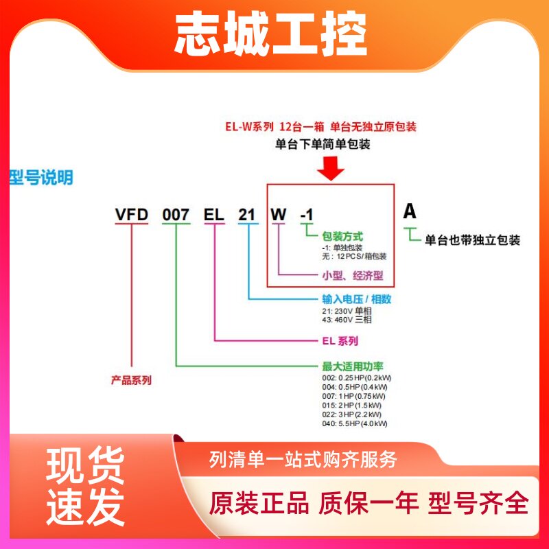 台湾台达变频器VFD/015/022/0.4/0.75/1.5/2.2KW/EL/43/21/AW220V