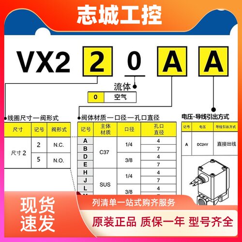SMC直动式二通电磁阀VX250AA BA DA EA VX220AA BA DA EA XNB XB