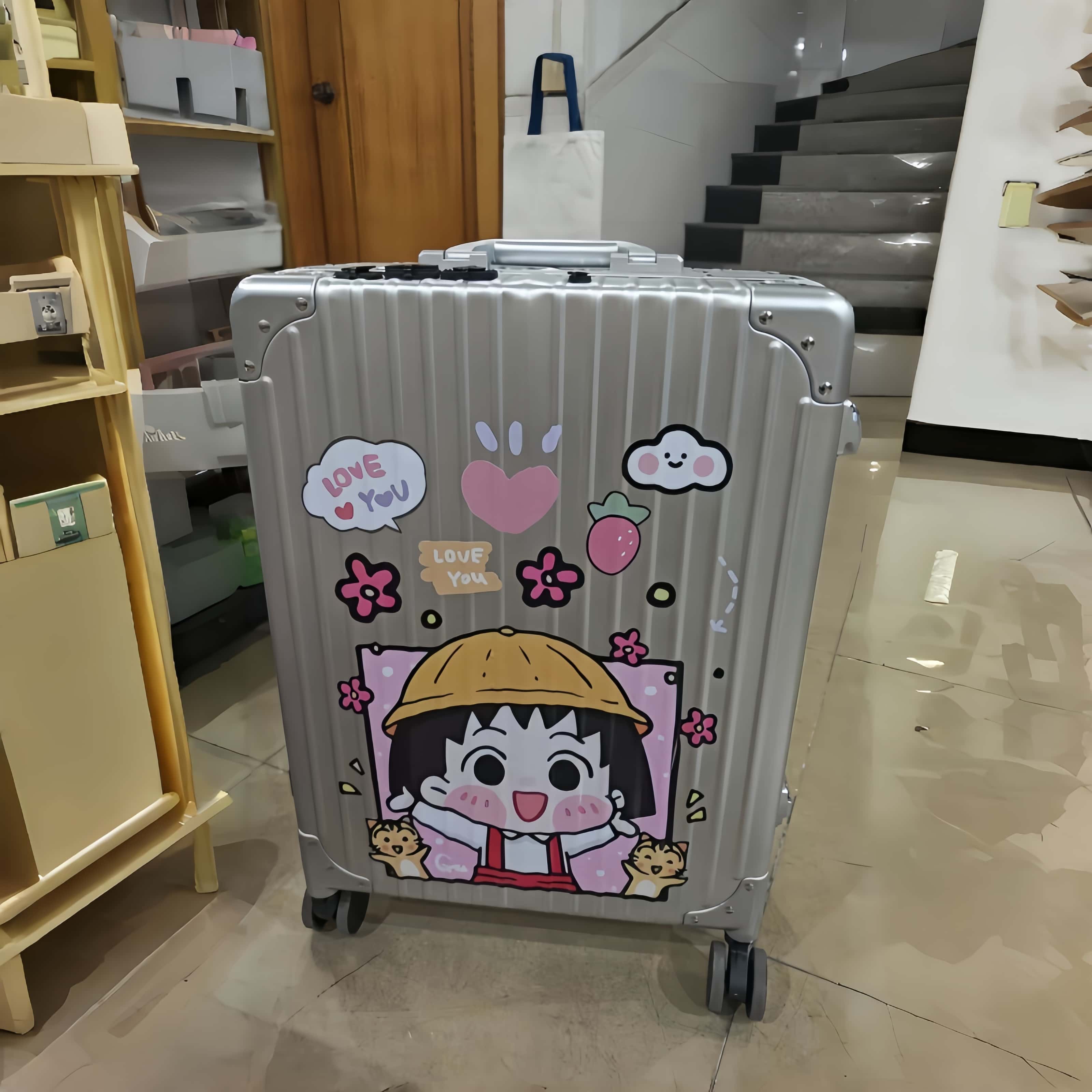 可爱卡通小丸子行李箱贴纸防水