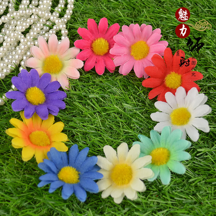 DIY仿真花小雛菊向日葵手工絹花布花菊花太陽花假花花頭花朵