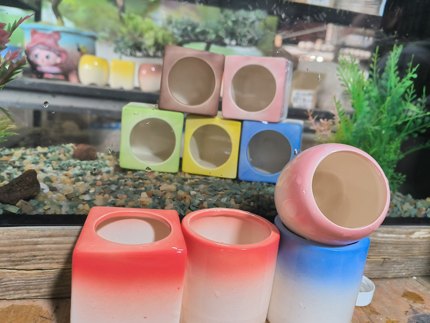 央涵多彩鱼虾躲避屋陶瓷产卵洞慈鲷繁殖罐虾窝方罐鹦鹉鱼鱼缸造景