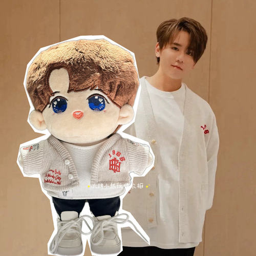 20cm 香港Mirror姜濤keung to同款米灰色針織上衣開衫公仔衣服