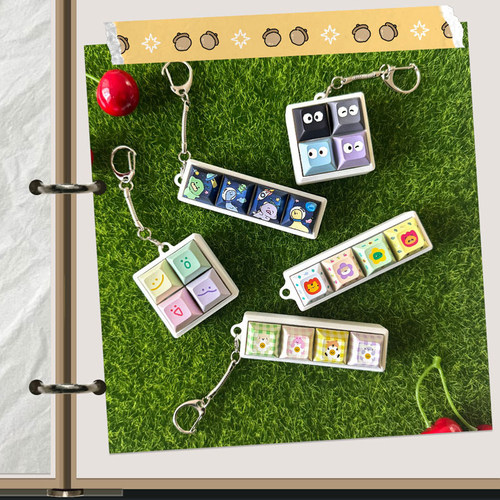 卡通小动物方形键帽包包挂件挂扣