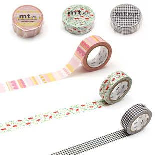 日本MT和纸胶带手帐装饰贴少女清新热门款黑格子金鱼草莓夹心蛋糕