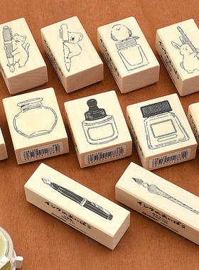日本Beverly女子博限定逗趣木制印章手帐素材装饰动物文房具用印