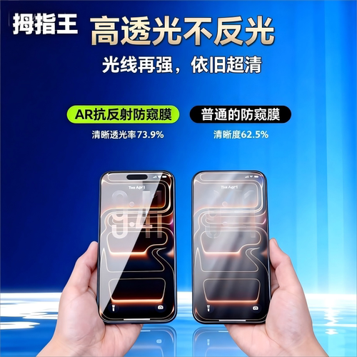 拇指王适用于苹果17防窥膜iphone17promax防窥钢化膜16贴膜苹果15promax AR护眼防偷窥膜