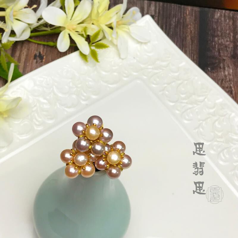 思翡思原创古风日常头饰汉服发饰花朵花钿天然淡水珍珠小发簪发钗
