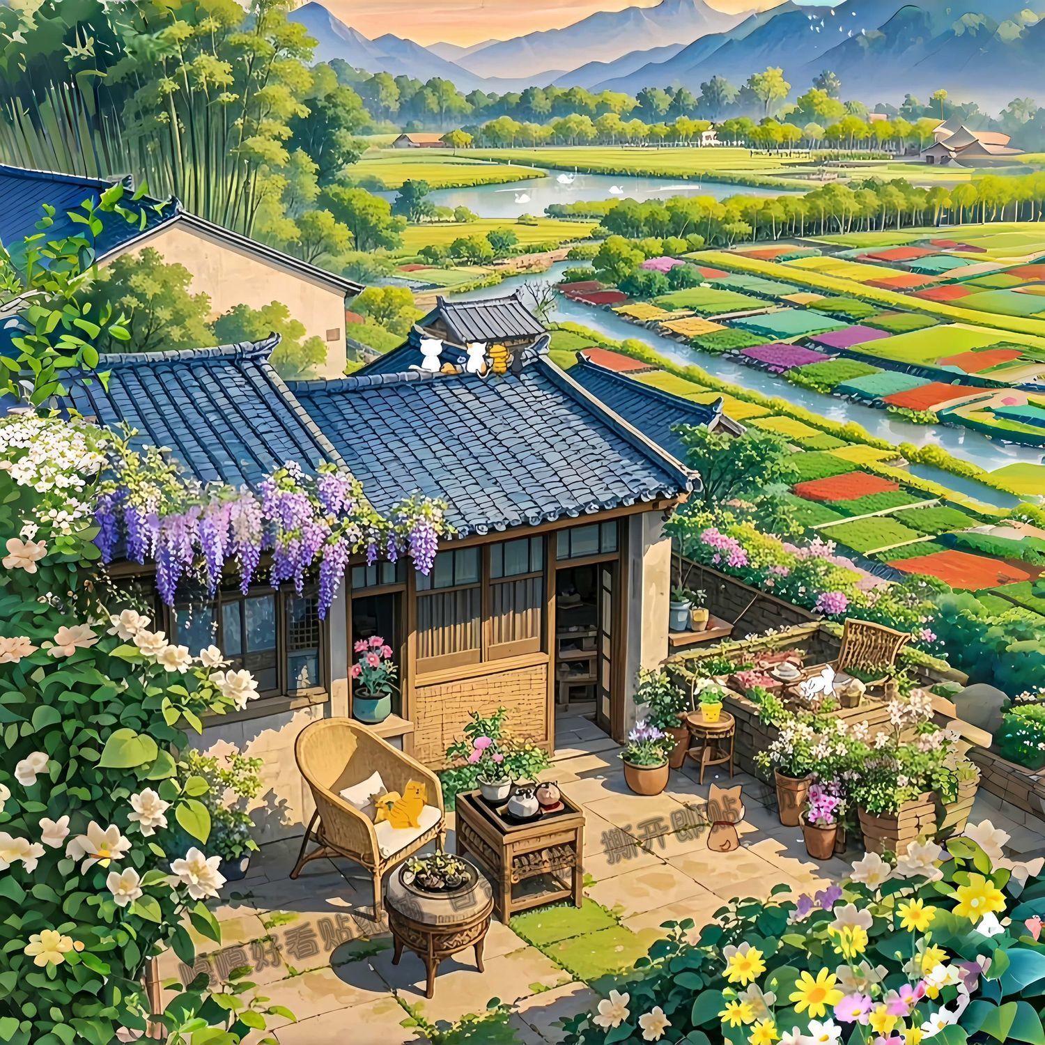 新款乡村田园风景海报贴