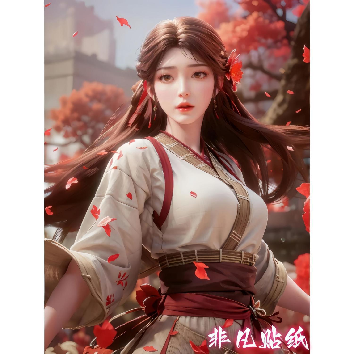 新款完美世界火灵儿贴画