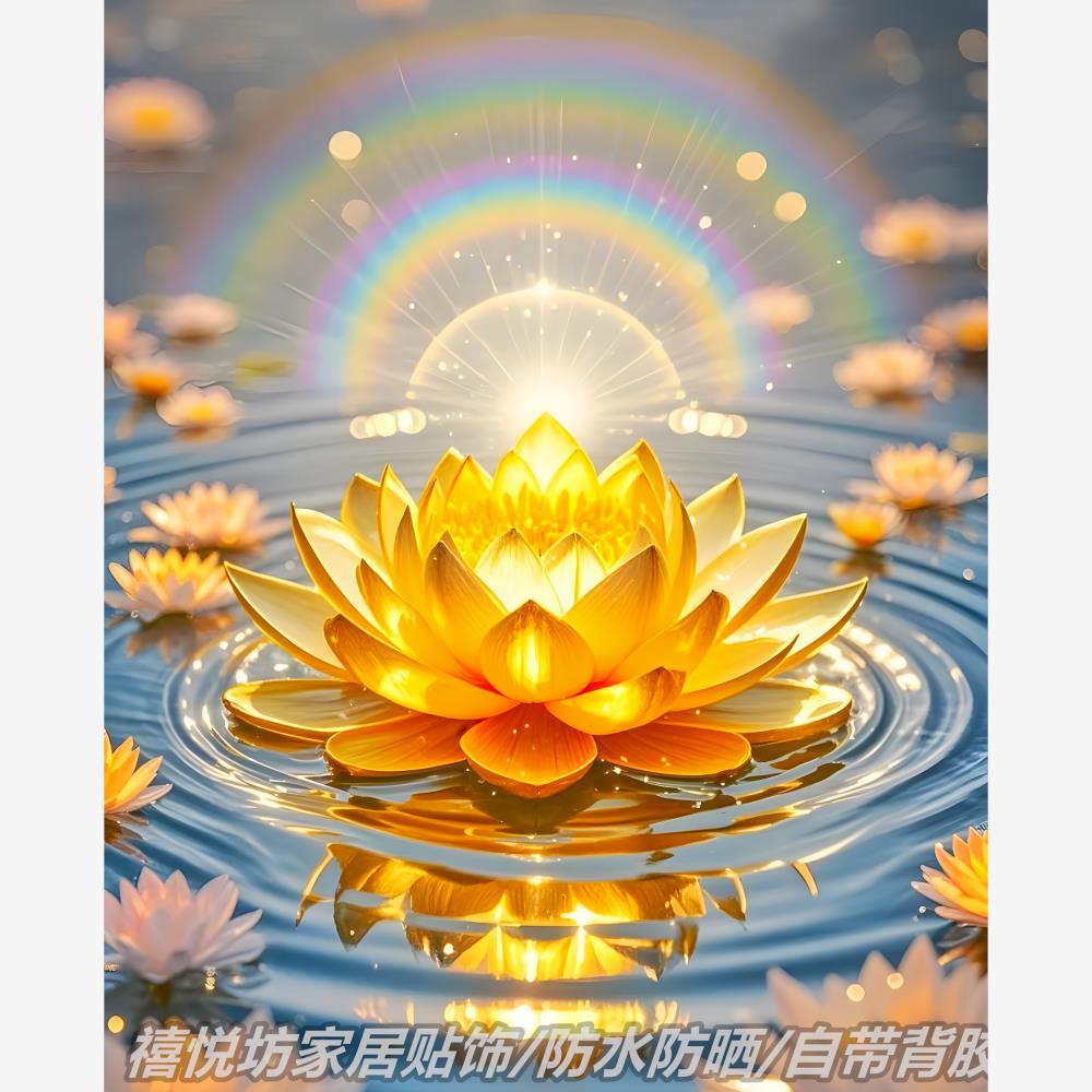 阳光普照九品莲金莲花3d