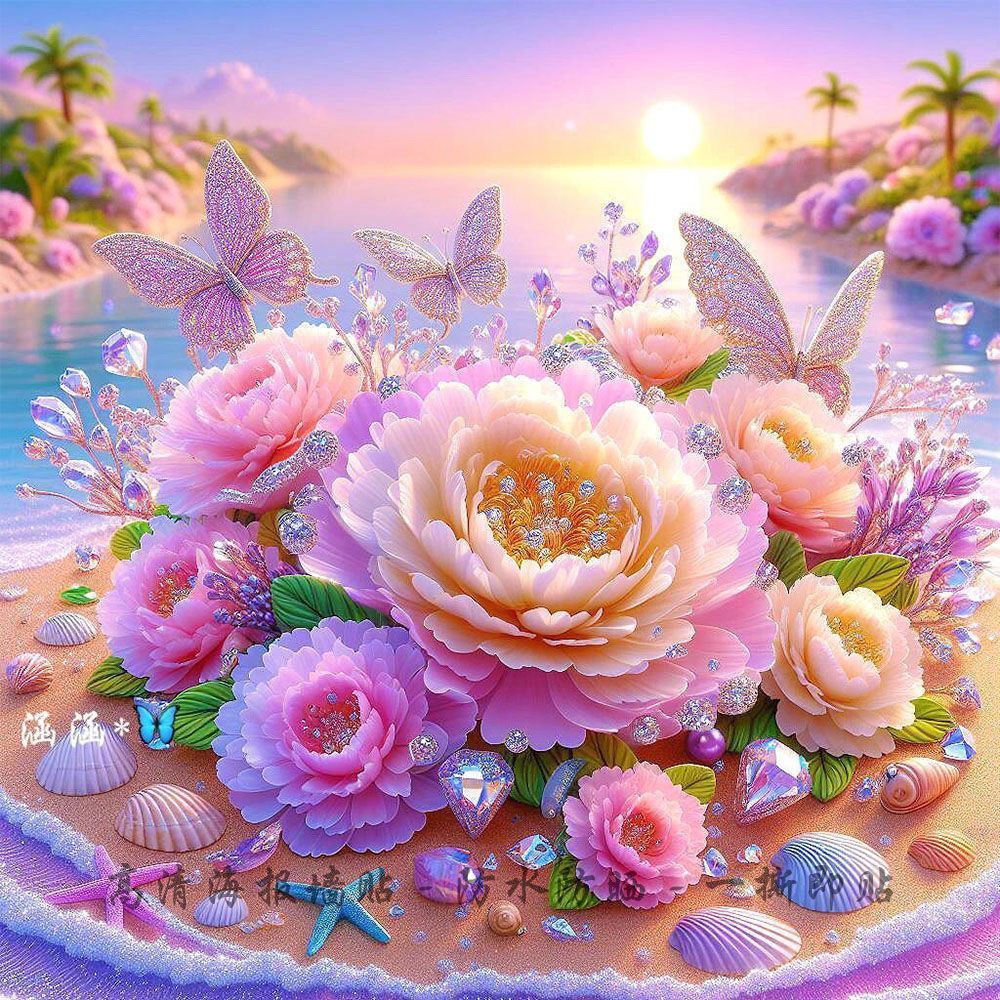 高清梦幻牡丹花海报墙贴