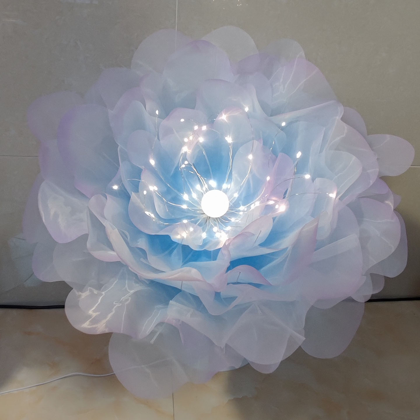 仿真芍药花蓝紫色落地灯橱窗美陈