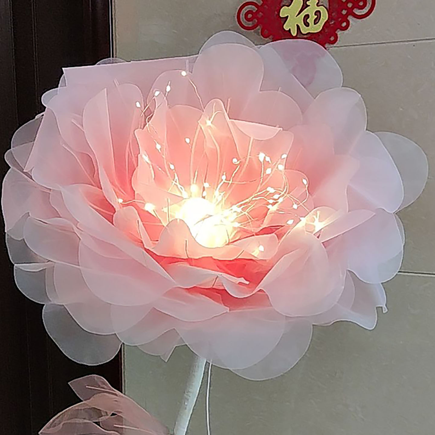 大型芍药花落地灯蔷薇粉仿真花灯