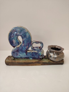 石湾陶瓷生肖马福袋花盆水培金钱草绿植