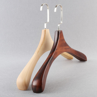 定制LOGO仿古原木色实木长脖子女式防滑服装店衣架加厚木衣挂包邮