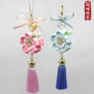 手工日本细工花和风绉布樱花平安招福车载车挂包包水音铃材料包
