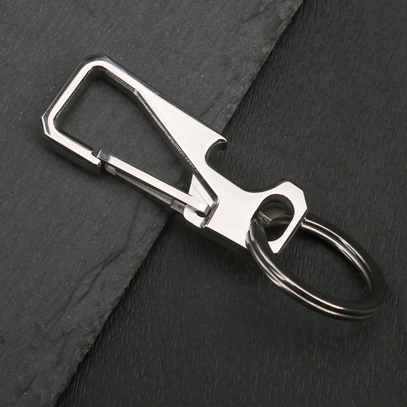 304不锈钢开瓶器钥匙扣男士腰挂简约汽车锁匙扣钥匙链环创意礼物