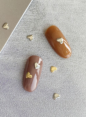 现货日本Clou美甲饰品心型凹底金银色爱心金属质感立体ins网红款