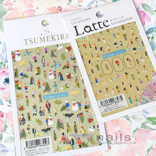 现货 日本 TSUMEKIRA美甲贴纸flicka nail arts原创手绘四季女孩