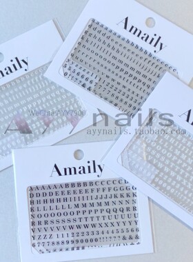 现货 日本 Amaily  英文字母贴纸 大写 小写 黑色 白色  美甲用品