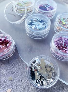 现货日本MATIERE心形爱心亮片 平底镭射桃心 美甲饰品