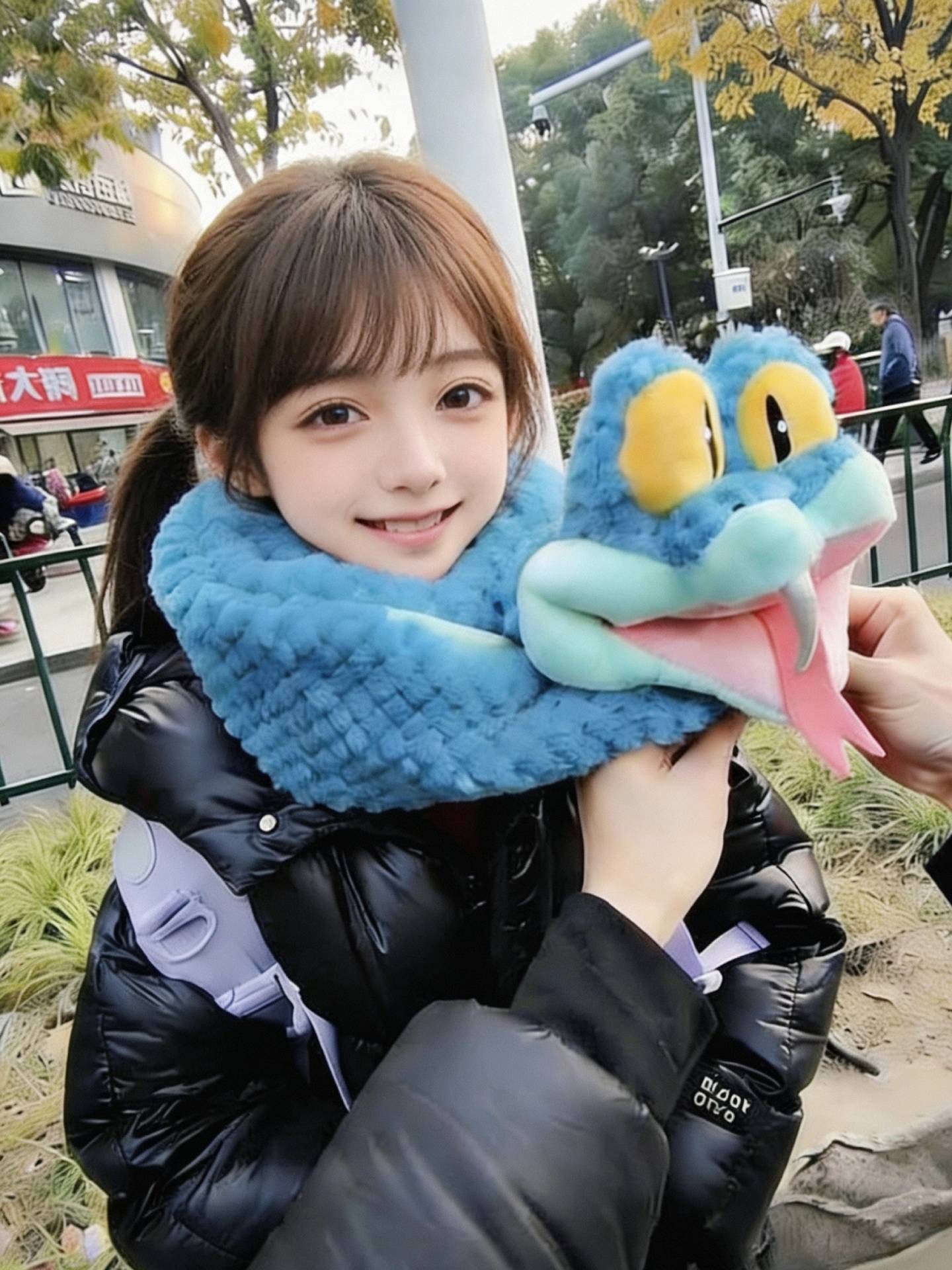 疯狂的动物城2围巾可爱动物盖瑞造型围脖毛绒保暖女冬季防寒围巾