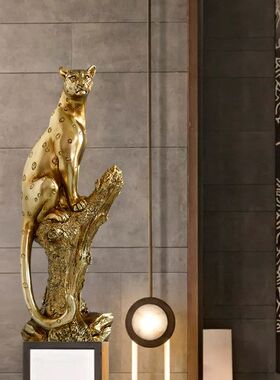 跨境金钱豹子摆件欧式创意酒店样板间售楼处办公室玄关艺术摆设