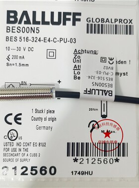 巴鲁夫BES00N5接近开关BES 516-324-E4-C-PU-03直流3线PNP常开24V