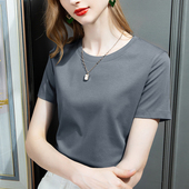 半袖 80支冰丝光棉纯棉白色宽松排汗正肩短袖 女t恤2026夏季 体恤