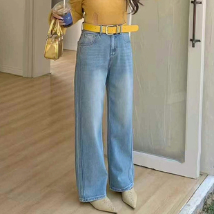 女牛仔直筒阔腿裤 Jeans阿凡牛A3917浅蓝宽松显瘦窄版 新款 2025春季