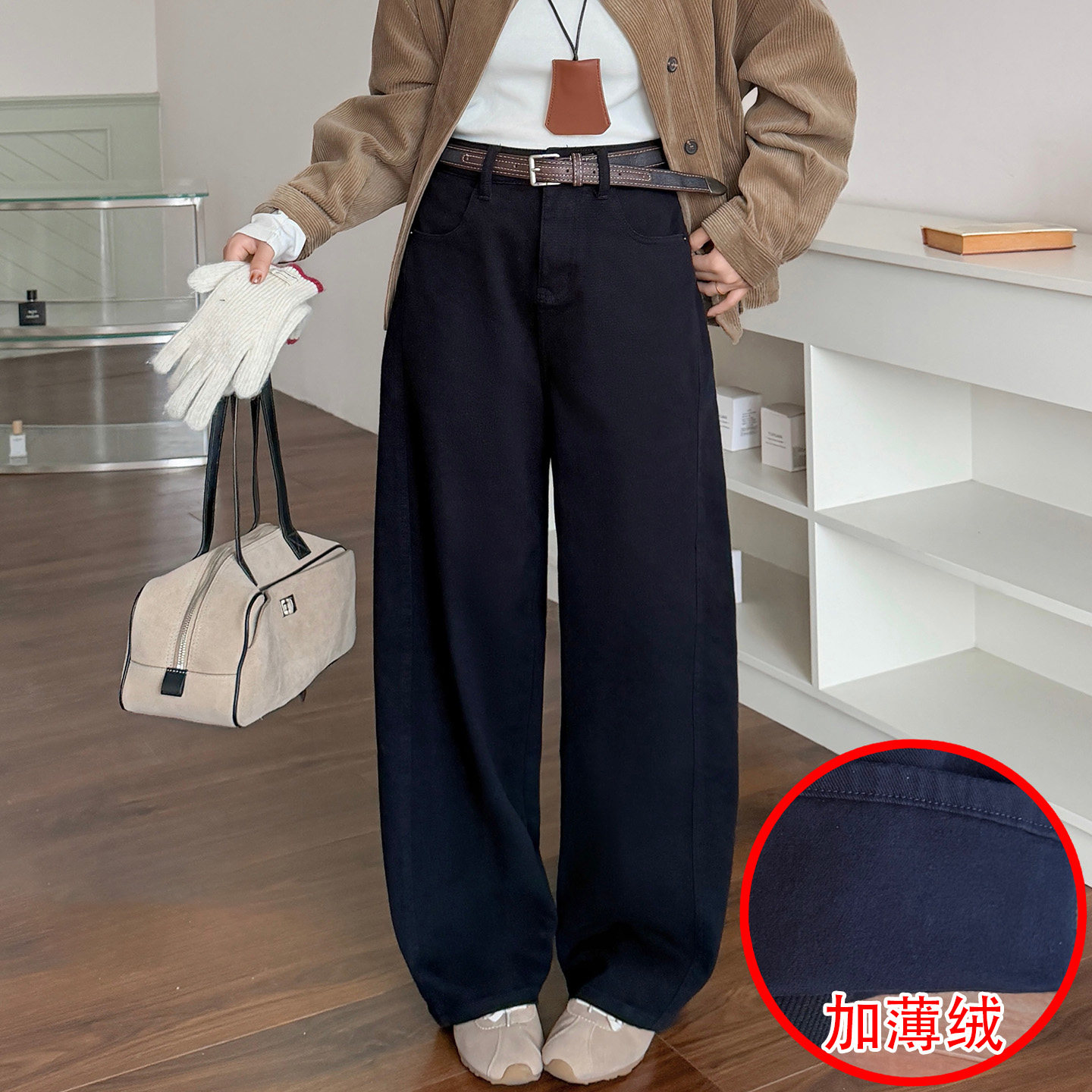 2025秋冬Jeans阿凡牛A5320-2底抓毛薄绒宽松显瘦女牛仔筒裤弯刀裤,女装/女士精品,牛仔裤,淘宝优惠券,粉丝福利购,淘宝优惠卷