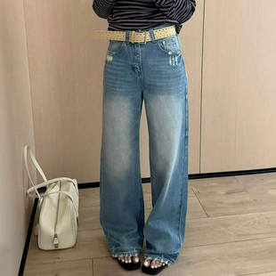 女牛仔直筒阔腿裤 Jeans阿凡牛A5556浅蓝宽松显瘦窄版 新款 2026春季