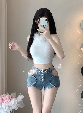 酒吧DS演出服新款女DJ领舞台chic性感辣妹挂脖上衣爵士舞时尚套装