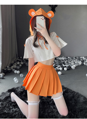 酒吧派对演出服gogo秀dj女巡场可爱气氛互动DS领舞服橙色短裙套装