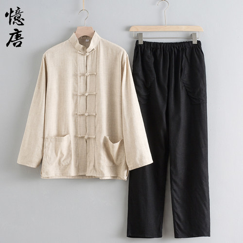 夏季薄款亚麻复古宽松汉服唐装