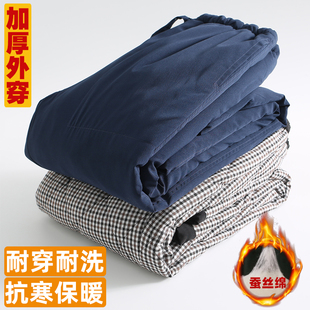 外穿加厚夹棉保暖抗寒高腰外穿直筒防寒中老年休闲长裤 棉裤 男冬季