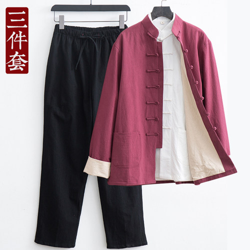 中老年人长袖爷爷秋季爸爸唐装