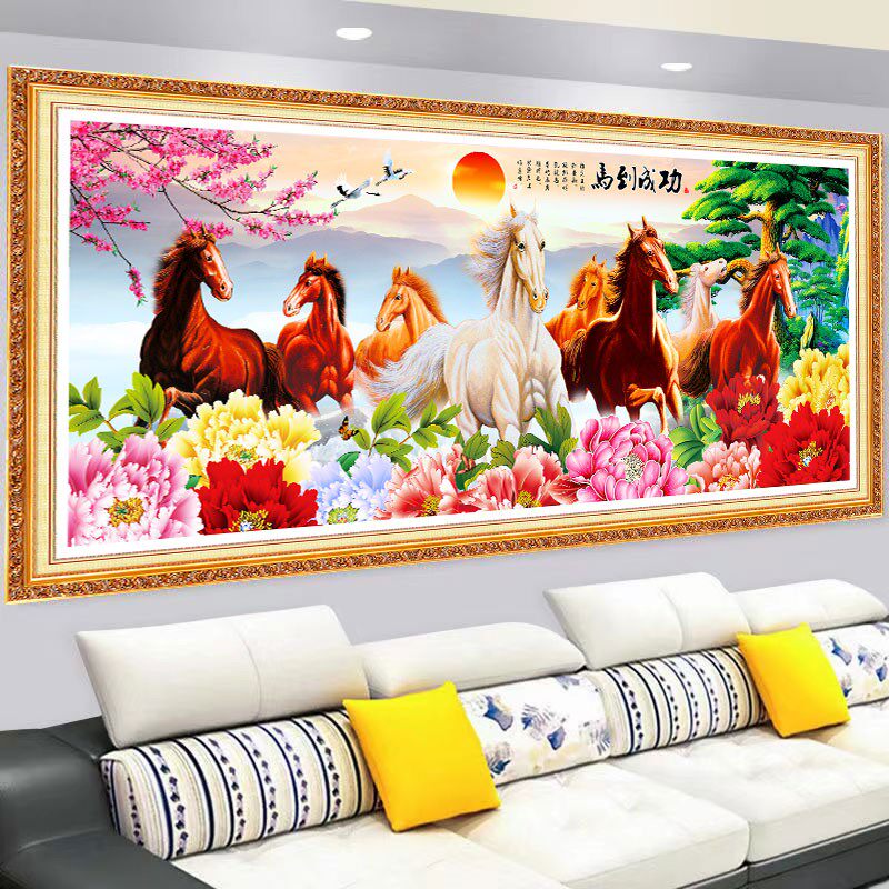 2026年新款马年墙纸客厅沙发背景墙装饰画自粘墙贴纸3d立体壁画贴