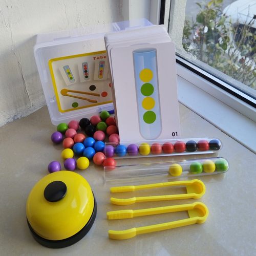 蒙氏试管夹珠子早教具专注力手指精细动作训练分豆子排序宝宝玩具