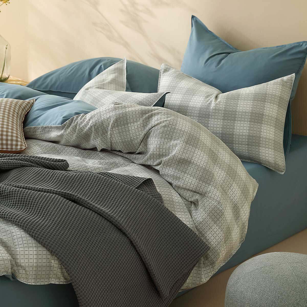 水星家纺水洗棉套件裸睡A类全棉四件套学生宿舍简约床单被套床品