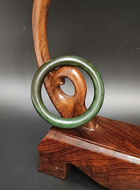 古玩古董收藏天然和田玉碧玉袈裟环文玩饰品旧货老货