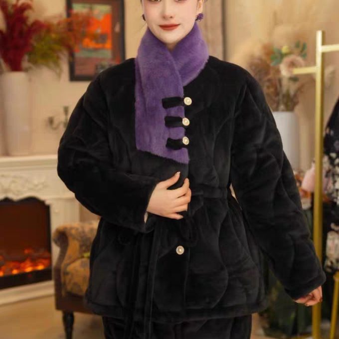 珊瑚国风三层加厚冬季夹棉睡衣女围脖保暖家居服可外穿棉袄女套装,女士内衣/男士内衣/家居服,睡衣/家居服套装,淘宝优惠券,粉丝福利购,淘宝优惠卷