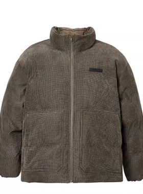 JJ国内代购绿色立领华夫格肌理宽松休闲保暖短款棉服男 225309002